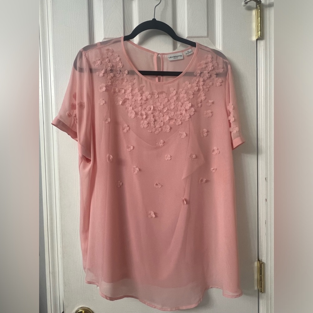Liz Claiborne Pink floral top 1X